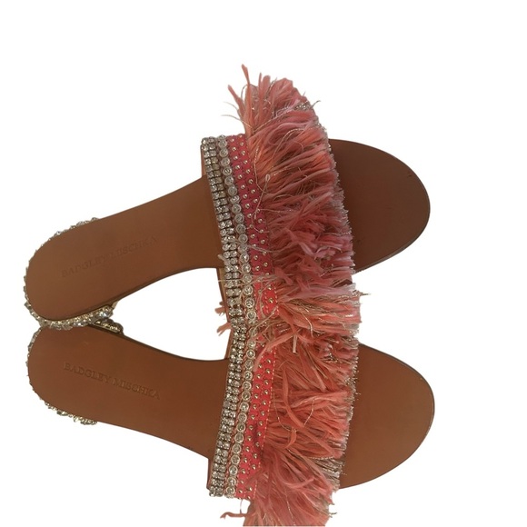Badgley Mischka Sharlene Pink Fringe Sandals 7.5 - Picture 7 of 7